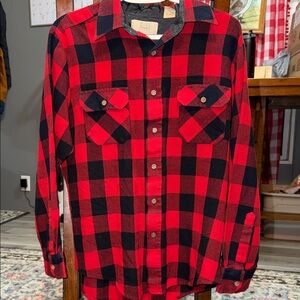 Sears Red and Black Buffalo Plaid Button-Down Shirt